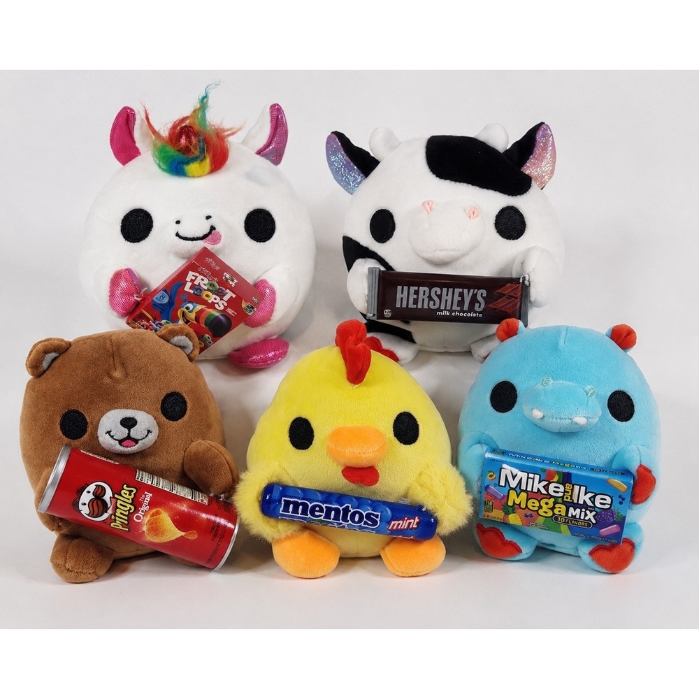 Kawaii Foodie Plush Lot of 5 Unicorn Cow Bear Chick Dragon Stuffed Animal Toys